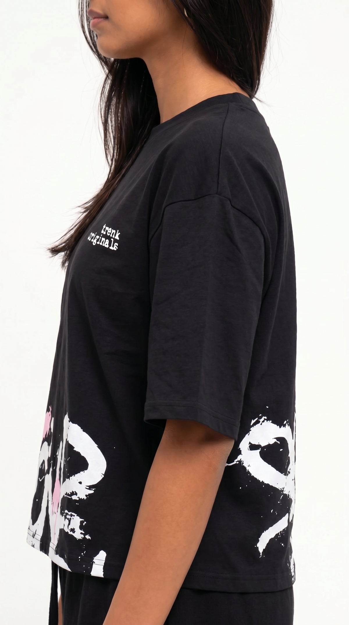 Double print boxy fit black - girls