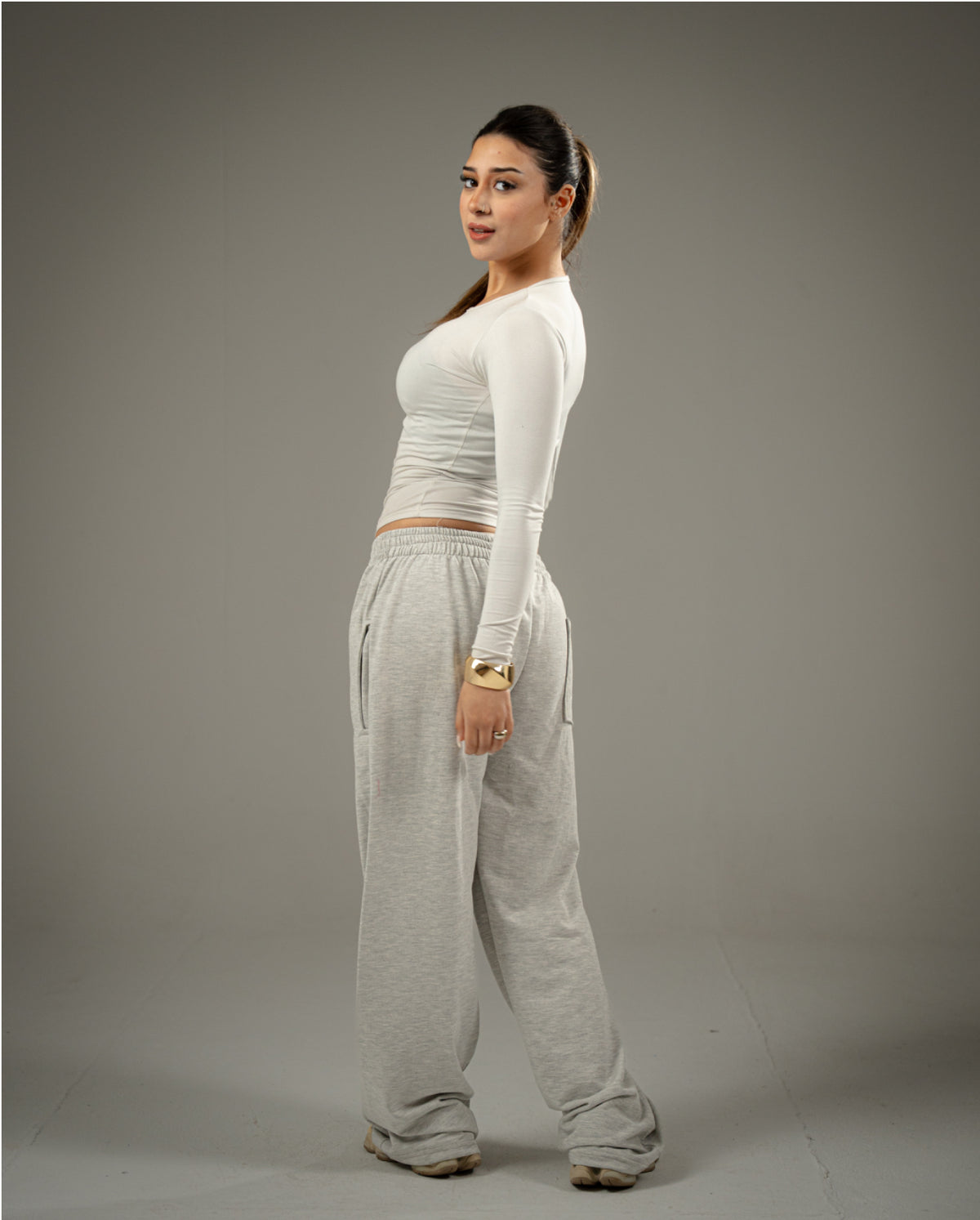 Wide Leg Grey Sweatpants- Girls