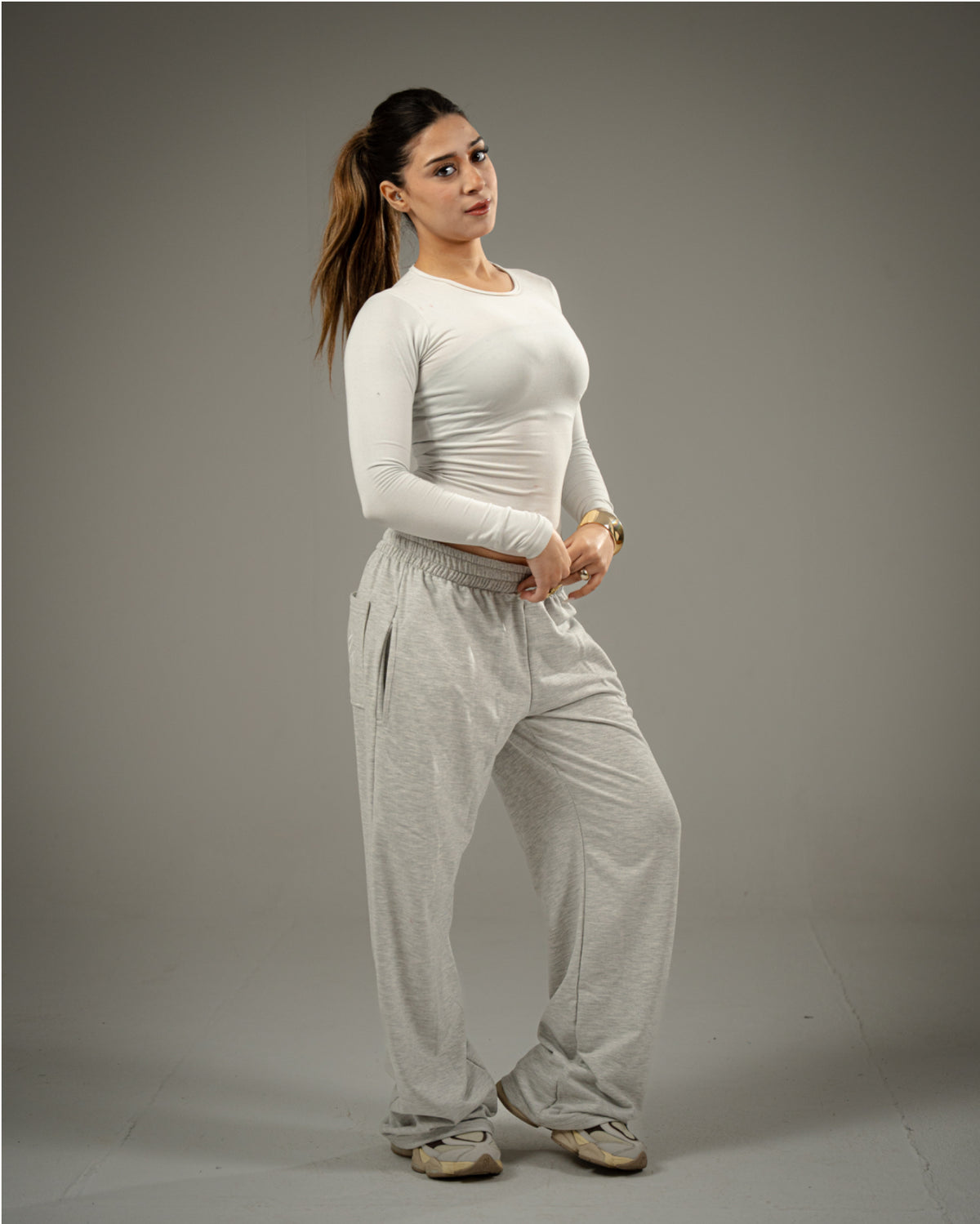Wide Leg Grey Sweatpants- Girls