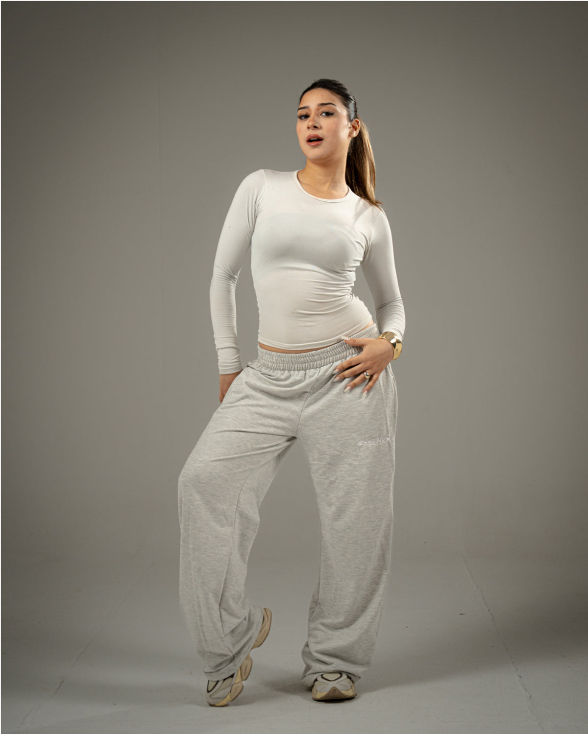 Wide Leg Grey Sweatpants- Girls