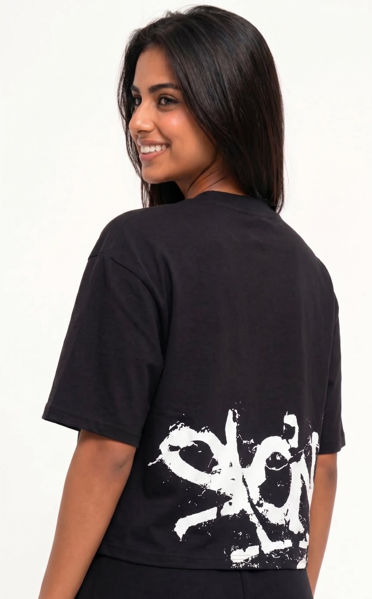 Double print boxy fit black - girls